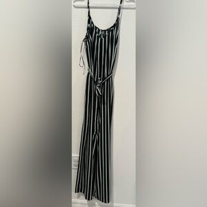 Ambiance women’s Black, White, Green Striped Jumpsuit